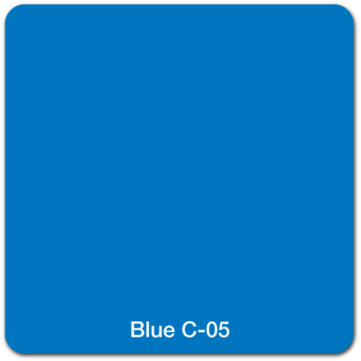 A solid blue color swatch labeled "Blue C-05" at the bottom center.